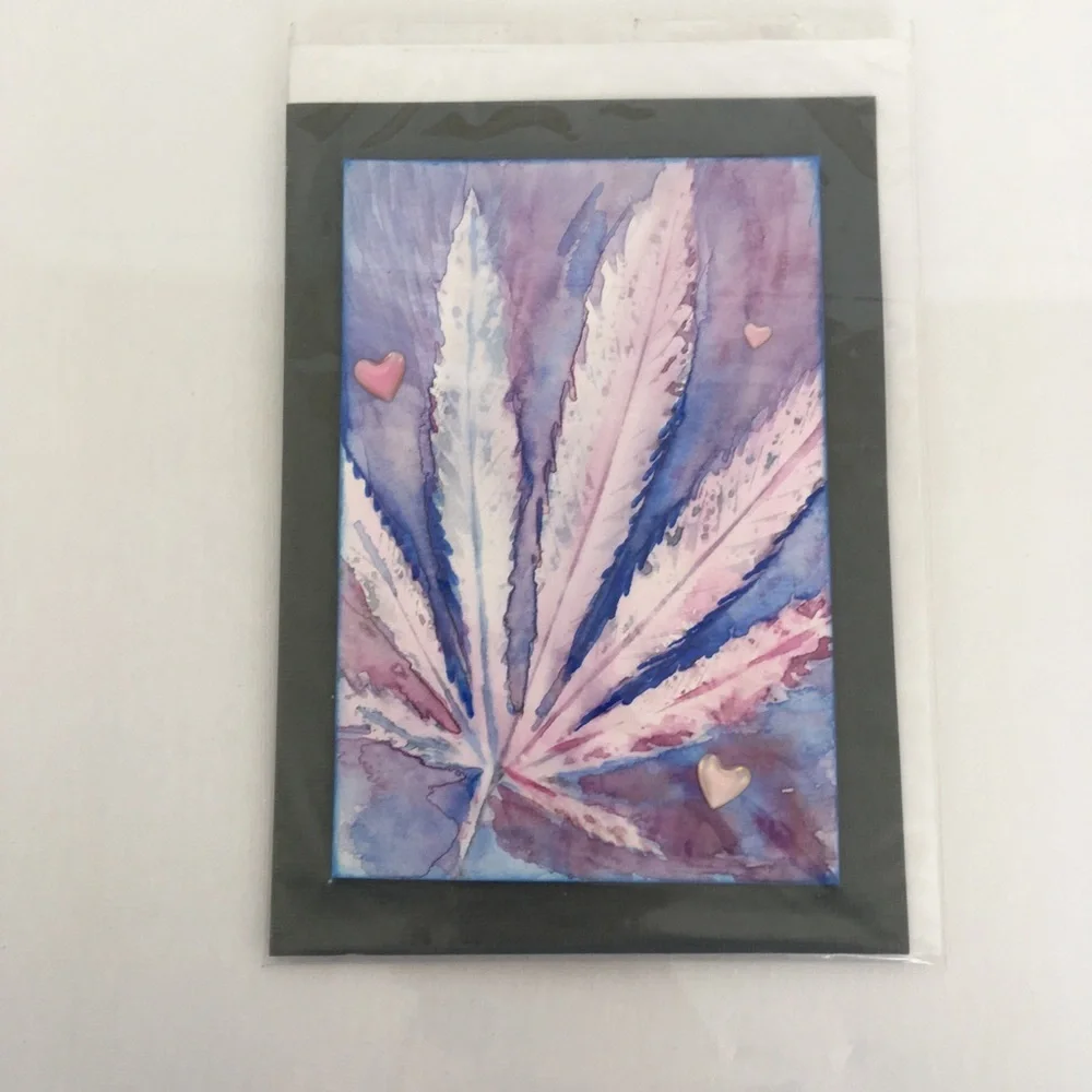 Handmade Cannabis Marijuana Greeting Cards Set of2